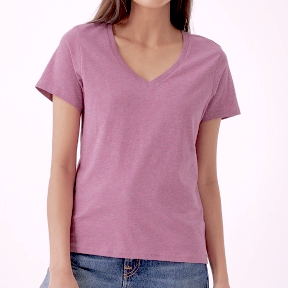Pact Women's Short Sleeve V-Neck Tee in Dusty Rose